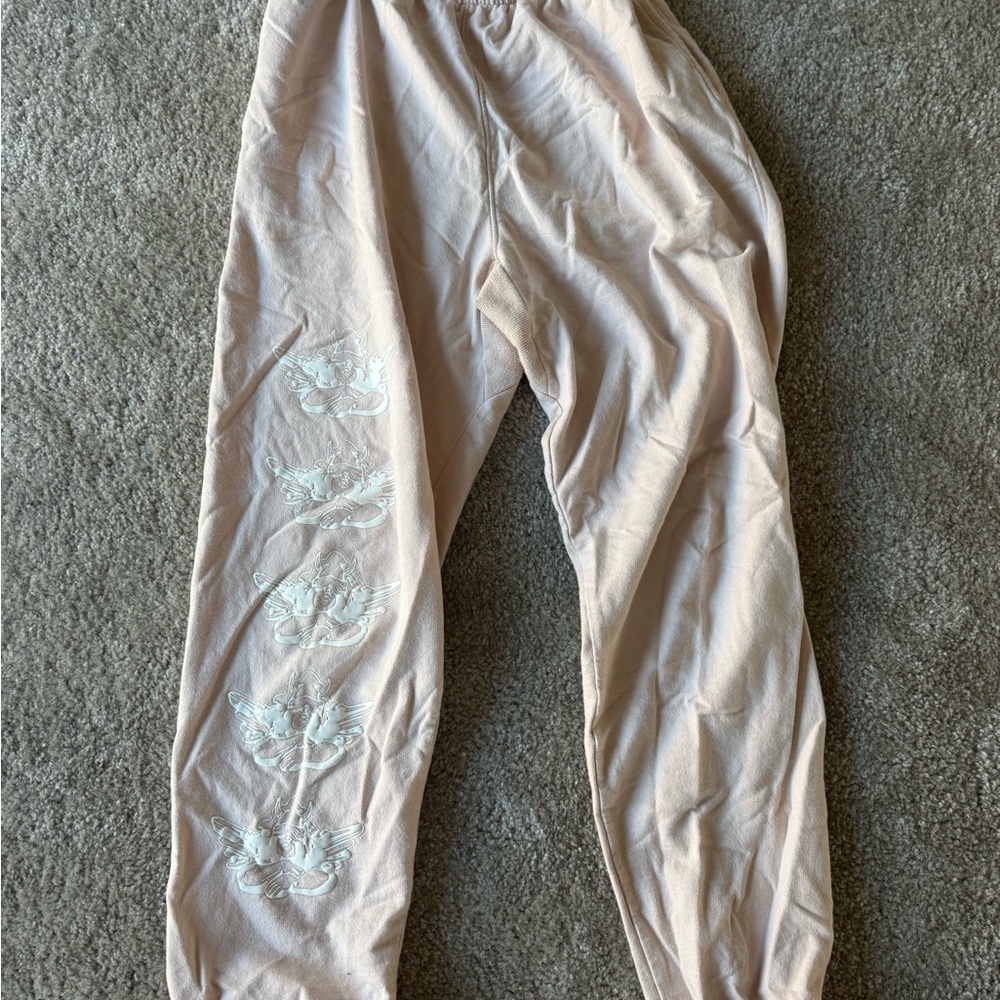 Boys Lie Pink Beige Joggers with brand graphic